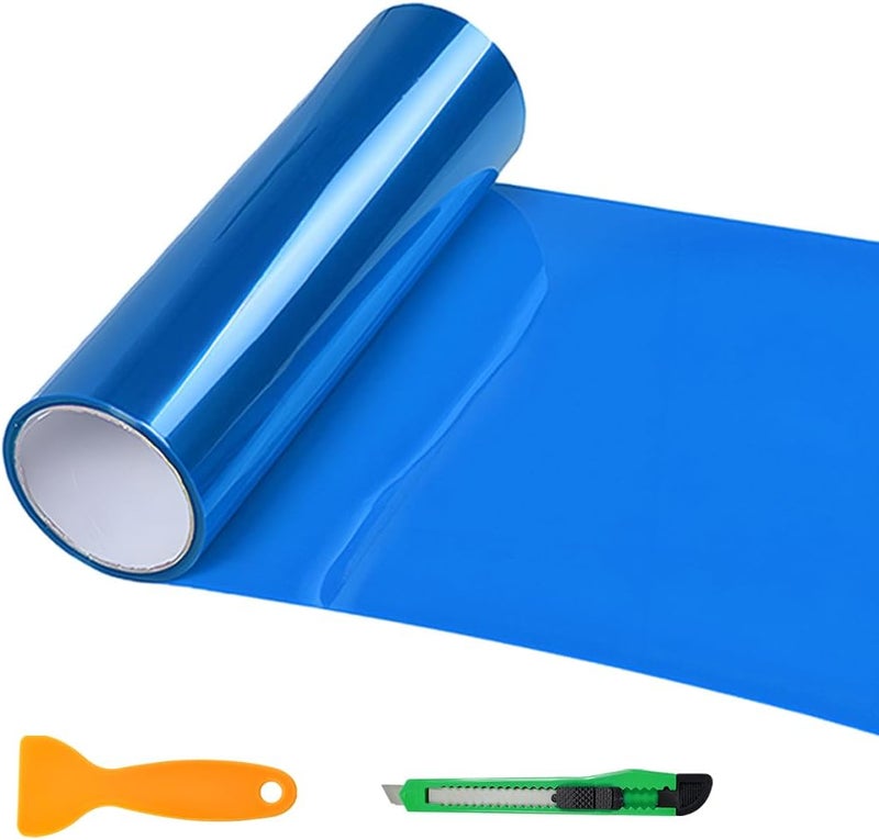 YTFRL Car Headlight Tint Film, 12×48 Inch Vinyl Vehicle Tail Light Wrap Film Roll with Squeegee & Cutter, Waterproof Vinyl Tinted Sticker for Headlights Fog Lights Tail Lights (Dark Blue) - Image 1